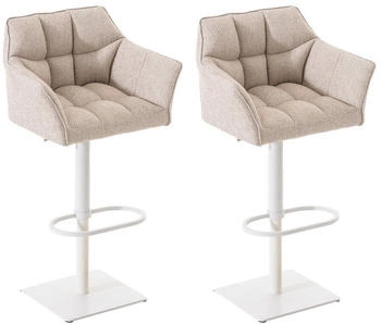 CLP 2er Set Barhocker Damaso Stoff wei&szlig; elfenbein (314960)