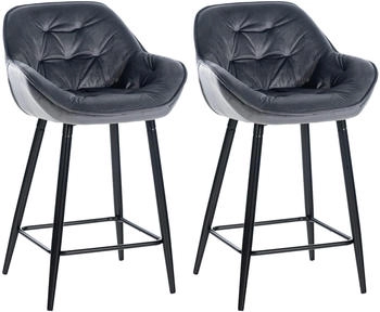CLP 2er Set Barhocker Gibson Samt dunkelgrau (322235)