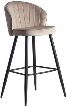 Finebuy Barhocker Samt Barstuhl Tresenhocker mit Lehne Stoff Hocker - beige (FB24133)