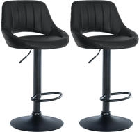 2er Set Barhocker Milet Kunstleder Schwarz Metall Matt Schwarz