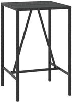 vidaXL Bartisch mit Glasplatte Schwarz 70x70x110 cm Poly Rattan