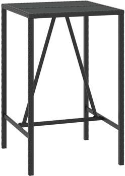 vidaXL Bartisch mit Glasplatte Schwarz 70x70x110 cm Poly Rattan (362586)