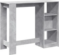 vidaXL Bartisch mit Regal Betongrau 124x46x103,5 cm Holzwerkstoff