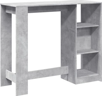vidaXL Bartisch mit Regal Betongrau 124x46x103,5 cm (854394)