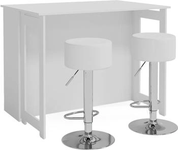 VICCO Bartisch-Set Dominic, 116x37 cm mit 2 Barhockern, Weiß (1-½.-32286) VICCO Bartisch-Set Dominic, 116x37 cm mit 2 Barhockern, Weiß (1-½.-32286)