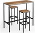 VICCO Bartisch-Set Fyrk, 120x50 cm mit 2 Barhockern, Eiche rustikal/Schwarz (1-5EZ-27115)