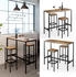 VICCO Bartisch-Set Fyrk, 120x50 cm mit 2 Barhockern, Eiche rustikal/Schwarz (1-5EZ-27115)