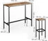 VICCO Bartisch-Set Fyrk, 120x50 cm mit 2 Barhockern, Eiche rustikal/Schwarz (1-5EZ-27115)