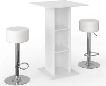 VICCO Bartisch-Set Rodeo, 70x70 cm mit 2 Barhockern, Weiß (1-ã9-26483)