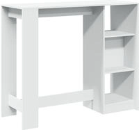 vidaXL Bartisch mit Regal Wei&szlig; 124x46x103,5 cm Holzwerkstoff