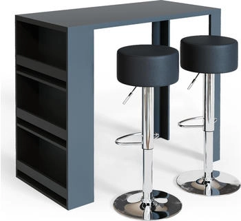 VICCO Bartisch-Set , 117x57 cm mit 2 Barhockern, Anthrazit (1-&aacute;&atilde;-26485)