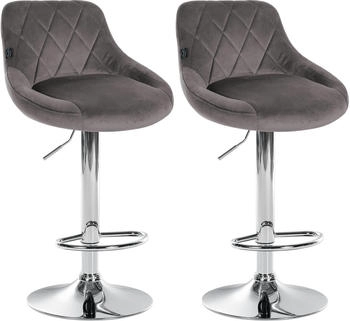 CLP 2er Set Barhocker Lazio Samt chrom grau (323248)