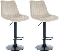 Clp - 2er Set Barhocker Toni Samt Creme Metall Matt Schwarz