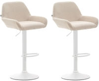 Clp - 2er Set Barhocker Braga Stoff Creme Wei&szlig;