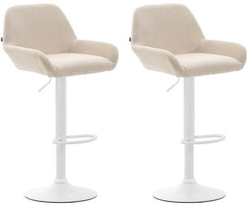 CLP 2er Set Barhocker Braga Stoff wei&szlig; creme (316071)
