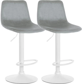 CLP 2er Set Barhocker Divo Samt Wei&szlig; grau (323726)