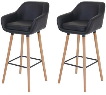 Mendler 2er-Set Barhocker Vaasa T381, Barstuhl Tresenhocker Kunstleder, schwarz