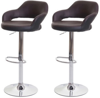 Mendler 2x Barhocker HWC-F16, Barstuhl Tresenhocker Drehhocker, mit Lehne Kunstleder braun-schwarz