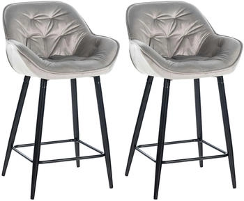 CLP 2er Set Barhocker Gibson Samt grau (322234)