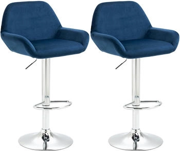 CLP 2er Set Barhocker Braga Samt chrom blau (323647)