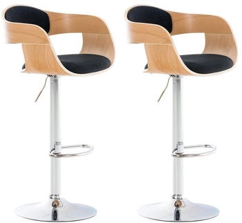 CLP 2er Set Barhocker Kingston Stoff natura/schwarz (315033)