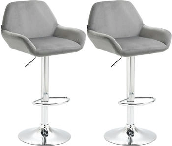 CLP 2er Set Barhocker Braga Samt chrom grau (323652)
