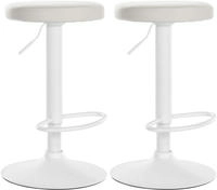 Clp - 2er Set Barhocker Ponte Kunstleder Wei&szlig; Metall Matt Weiss