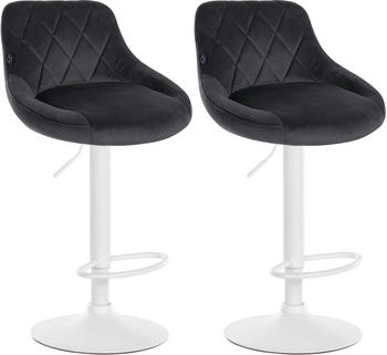 CLP 2er Set Barhocker Lazio Samt wei&szlig; dunkelgrau (323260)