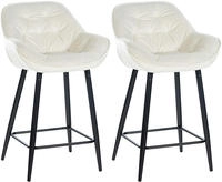 2er Set Barhocker Gibson Samt Sitzh&ouml;he 76 Cm Creme