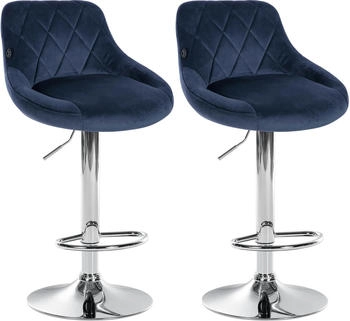 CLP 2er Set Barhocker Lazio Samt chrom blau (323243)