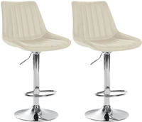 Clp - 2er Set Barhocker Toni Kunstleder Creme Metall In Chromoptik