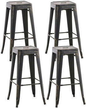 CLP 4er Set Barhocker Joshua antik schwarz-gold (312749)