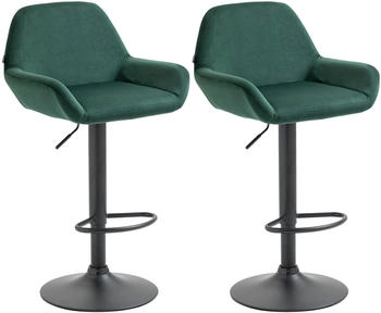 CLP 2er Set Barhocker Braga Samt schwarz dunkelgr&uuml;n (323658)