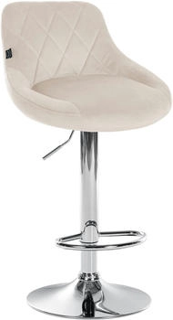 CLP Barhocker Lazio Samt chrom creme (322729)