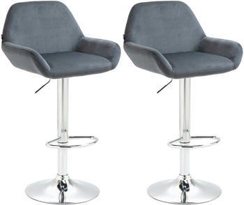 CLP 2er Set Barhocker Braga Samt chrom dunkelgrau (323650)
