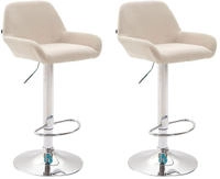 CLP 2er Set Barhocker Braga Mit Stoffbezug I 2 x Barstuhl Mit Lehne Und Fu&szlig;st&uuml;tze,