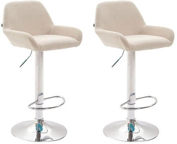 CLP 2er Set Barhocker Braga Stoff chrom creme (316062)