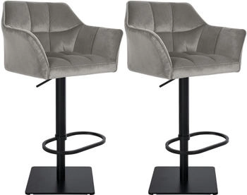 CLP 2er Set Barhocker Damaso B Samt grau (323843)
