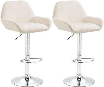 CLP 2er Set Barhocker Braga Samt chrom creme (323649)