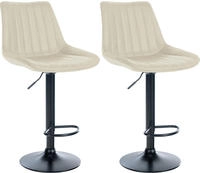 Clp - 2er Set Barhocker Toni Kunstleder Creme Metall Matt Schwarz