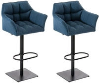Clp - 2er Set Barhocker Damaso Stoffbezug Schwarz Blau