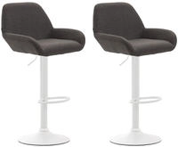 2er Set Barhocker Braga Stoff Dunkelgrau Wei&szlig;