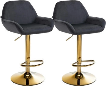 CLP 2er Set Barhocker Braga Gold Samt schwarz (325115)