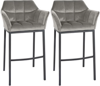 CLP 2er Set Barhocker Damaso B Samt mit 4-Fu&szlig; grau (323864)