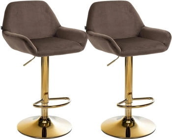CLP 2er Set Barhocker Braga Gold Samt braun (325113)