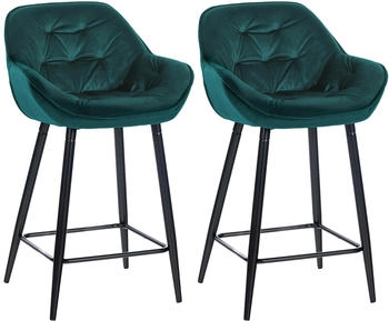 CLP 2er Set Barhocker Gibson 76 Samt dunkelgr&uuml;n (322246)