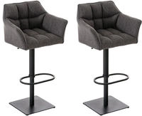 Clp - 2er Set Barhocker Damaso Stoffbezug Schwarz Titangrau