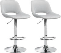 Clp - 2er Set Barhocker Camden Samt Hellgrau Metall In Chromoptik