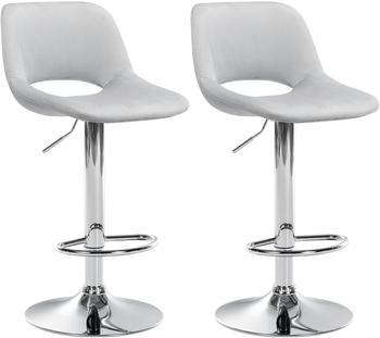 CLP 2er Set Barhocker Camden Samt chrom hellgrau (325148)