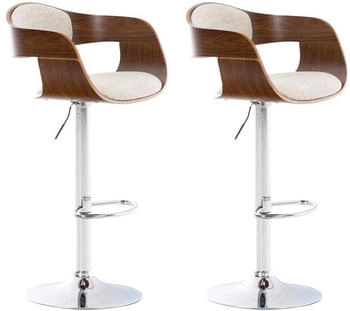 CLP 2er Set Barhocker Kingston Stoff walnuss/creme (315029)